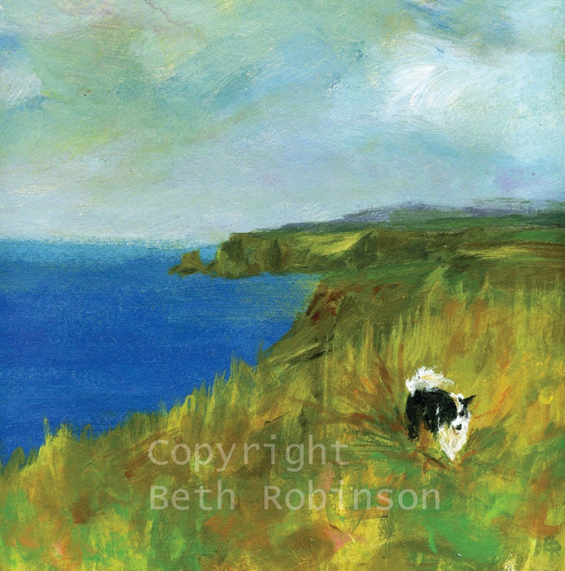 Walking the dog border collie art card. Beth Robinson Art image 1