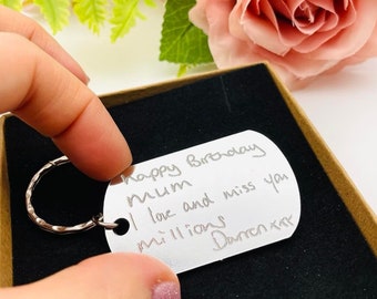 Childs Handwriting Engraved Keyring for Mothers day special gift, Mums Birthday, Childs drawing Keepsake mothers day gift, mum gift, granny