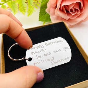 Actual handwriting keychain from a loved one, Your actual signature, Your handwritten message, Custom personalised handwritten keychain gift