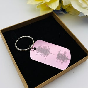 Sound Wave Stainless Steel Key Chain Audio File Heartbeat Laser