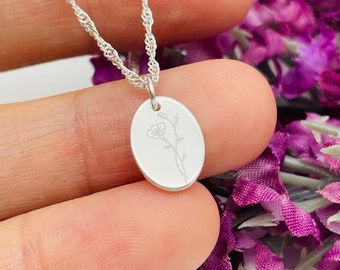 Solid silver flower girl necklace gift idea, Flower girl proposal gift, Flower necklace, Birth month necklace, flower, Flower girl thank you