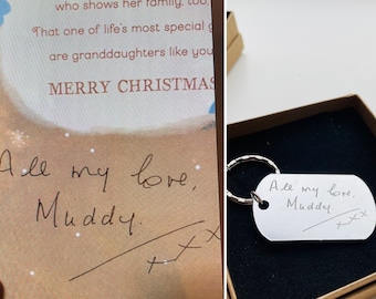 Actual handwriting keychain from a loved one, Your actual signature, Your handwritten message, Custom personalised handwritten keychain gift