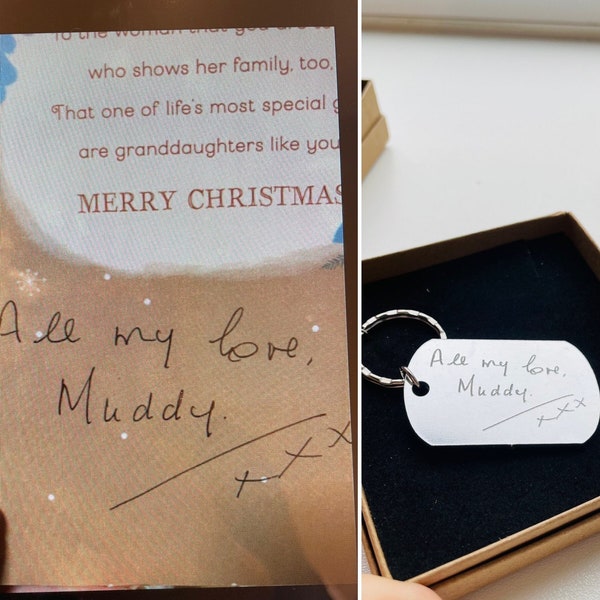 Echte handgeschreven sleutelhanger van een geliefde, Je daadwerkelijke handtekening, Je handgeschreven bericht, Op maat gemaakt gepersonaliseerd handgeschreven sleutelhangercadeau