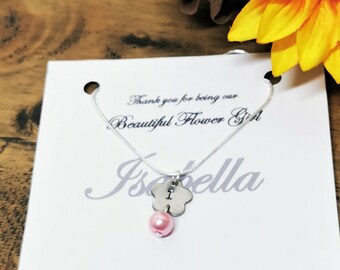 Personalised flower girl necklace Gift idea, Flower girl necklace, initial Flower girl gift, Junior bridesmaid, Flower girl jewellery