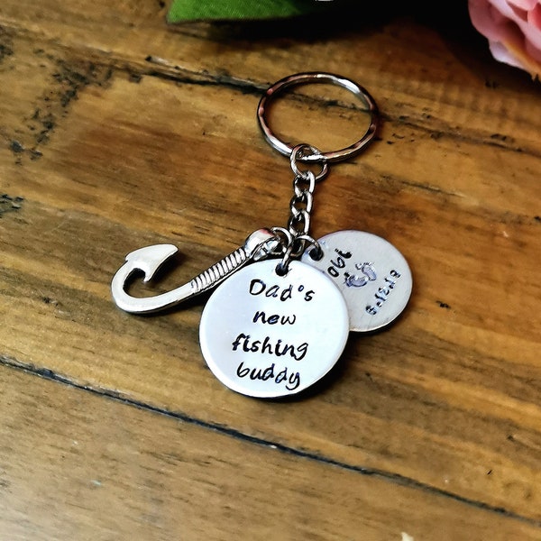 Fishing keychain, Fishing gift for him, Fishing gifts, Dad key ring, Dad fishing gift, Personalised Daddy keychain, Gift for a fisherman