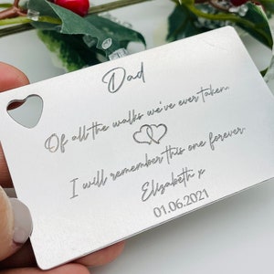 Father of the bride gift wedding gift dad, Father of the Groom gift, Engraved wallet insert, wedding party favour, gift for dad wedding dad