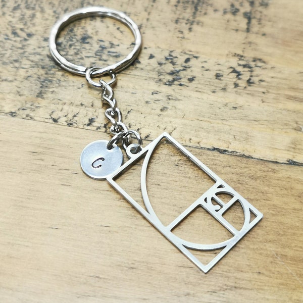 Fibonacci keychain, Fibonacci, Science gift, Science student gift, Geek gift, Geek keyring, Maths teacher gift, Architect gift, Artist gift