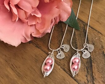 Collar de vaina de guisantes, collar para madres, collar familiar, collar navideño para mamá, collar de guisantes en vaina, regalo para mamá, joyería para mamá, mamá