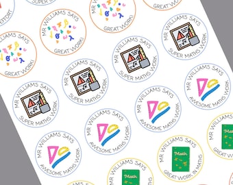 BULK DISCOUNT Maths teacher stickers, well done stickers, maths, great work, maths teacher gift, maths gifts, personalised reward stickers