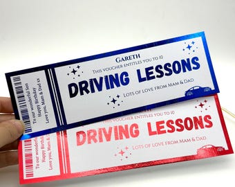 Driving lessons voucher 17th birthday gift for teenagers, surprise gift voucher driving lessons