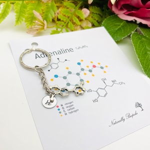 Adrenaline keyring, Adrenaline junkie, Science gift, Chemistry gift, Husband gift, Chemical keyring, Dad, Daddy, Nerd gift, Science gift