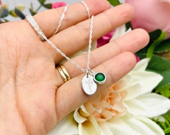 May birthday flower necklace, Lily of the valley floral necklace, silver flower pendant, May birthday bff necklace, lily of the valley,
