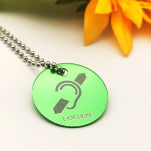 Deaf alert necklace, Deaf alert pendant, Deaf jewellery, Deaf medical alert, Medical alert, Deaf awareness, hard of hearing