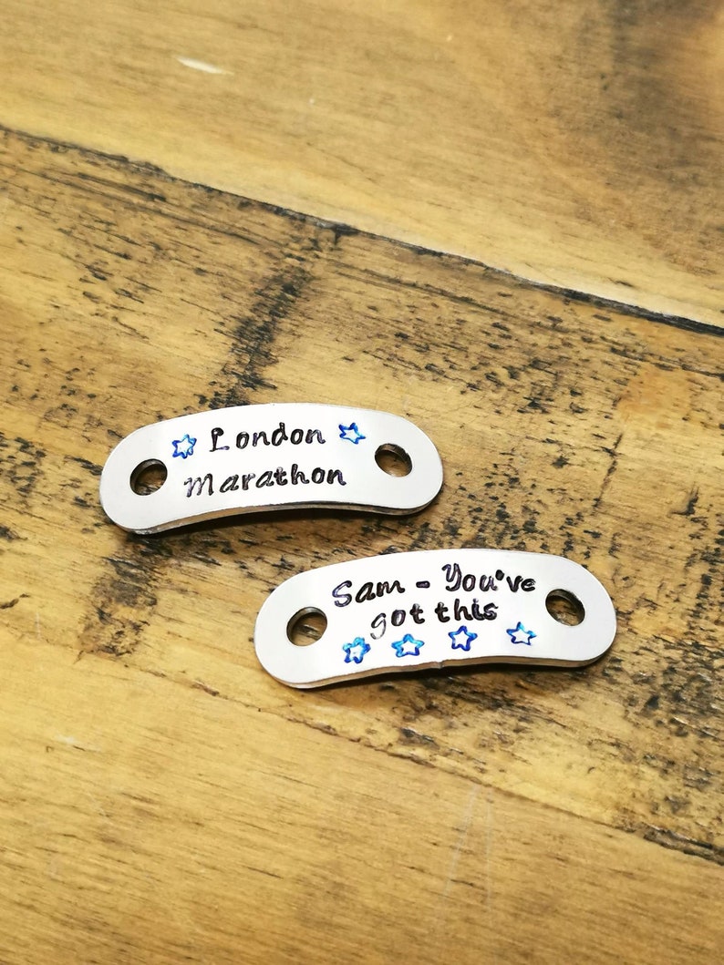 Runner Tags Labels Personalised Trainer Tags, Hand Stamped Trainer Tags, Running Gift ...