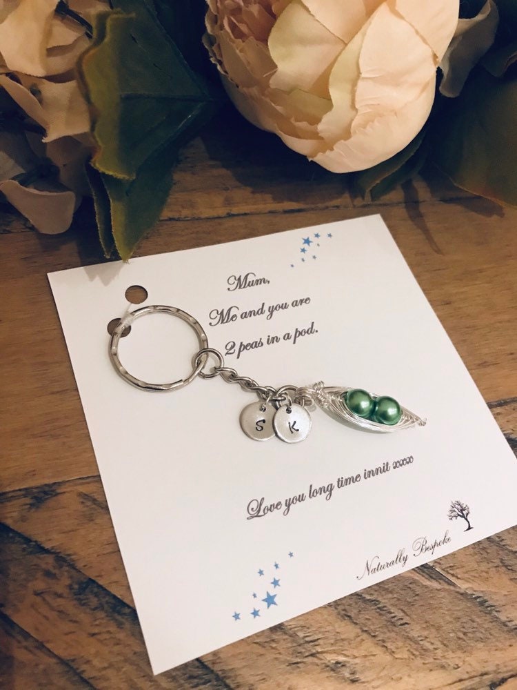 Pea pod keyring Mum gift Two peas in a pod Key chain Best Etsy
