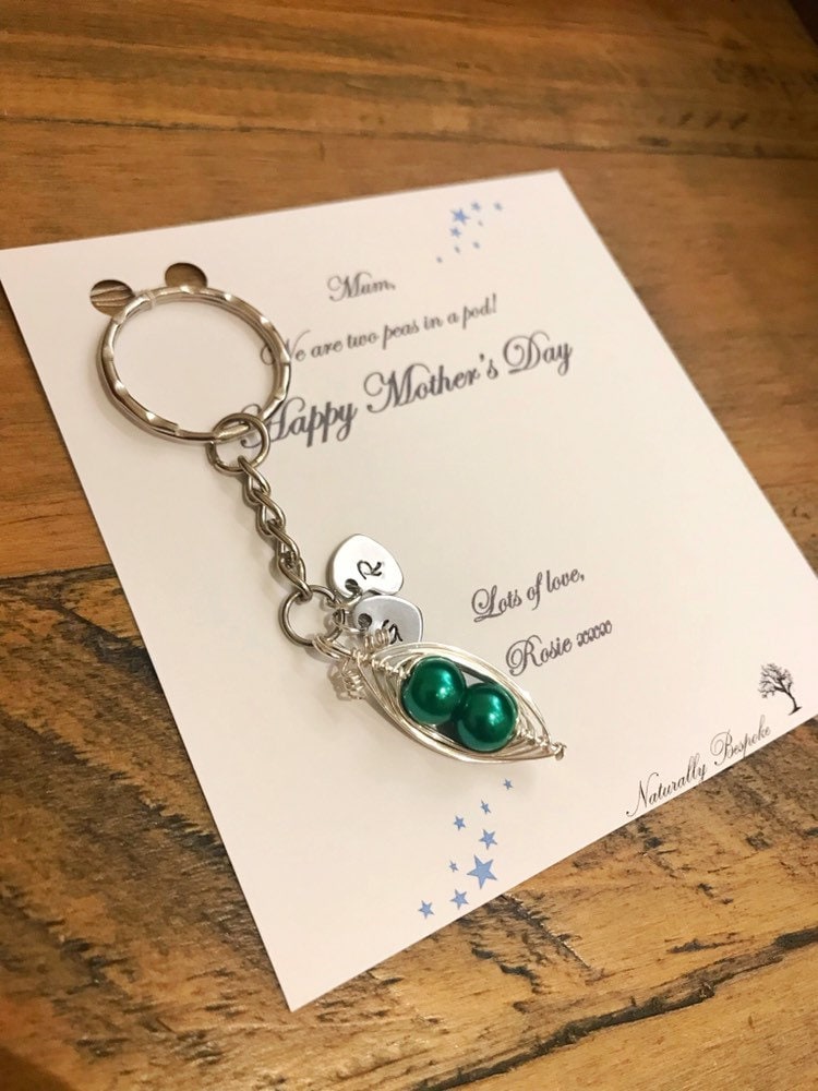 Pea pod keyring Mum gift Two peas in a pod Key chain Best Etsy