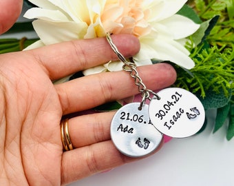 Regalo personalizado para mamá, llavero con la fecha de nacimiento de los niños, regalo personalizado para mamá, regalo para mamá primeriza, recuerdo para mamá, mamá, nueva mamá, mamá