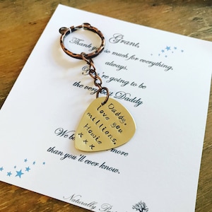 Personalised guitar pick, Boyfriend gift, Hand stamped plectrum, Guitar Plectrum, Guitar, Anniversary for him, Guitar dad gift, Dad music