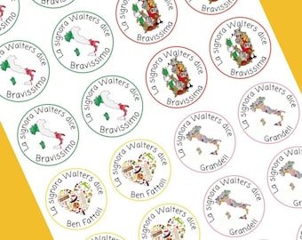 Adesivi personalizzati per insegnanti italiani, premio italiano, adesivi per insegnanti italiani, adesivi personalizzati, premio per studenti, adesivi con nome, Italia