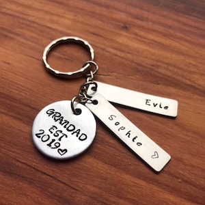 Grandparent established Key ring, Granny keychain, Grandad, Gift from grandchildren, Grandparent Personalised Keychain, Father&#39;s Day Gift