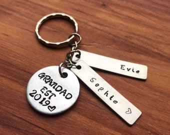 Llavero para abuelos, llavero de la abuela, regalo del abuelo, regalo de los nietos, llavero personalizado para abuelos, regalo del Día del Padre