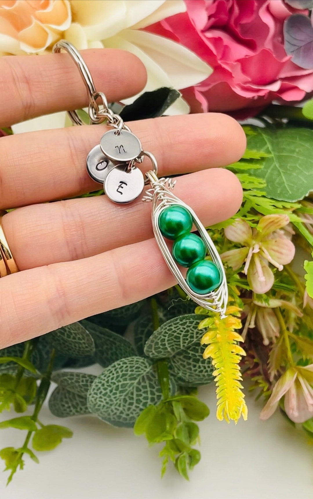 Pea Pod Keyring Mum Gift Two Peas in a Pod Key Chain Best Etsy UK