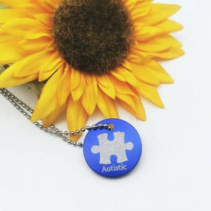 Autistic alert necklace, Autistic alert pendant, Autistic jewellery, Autistic medical alert, Medical alert, Autism awareness, Autism