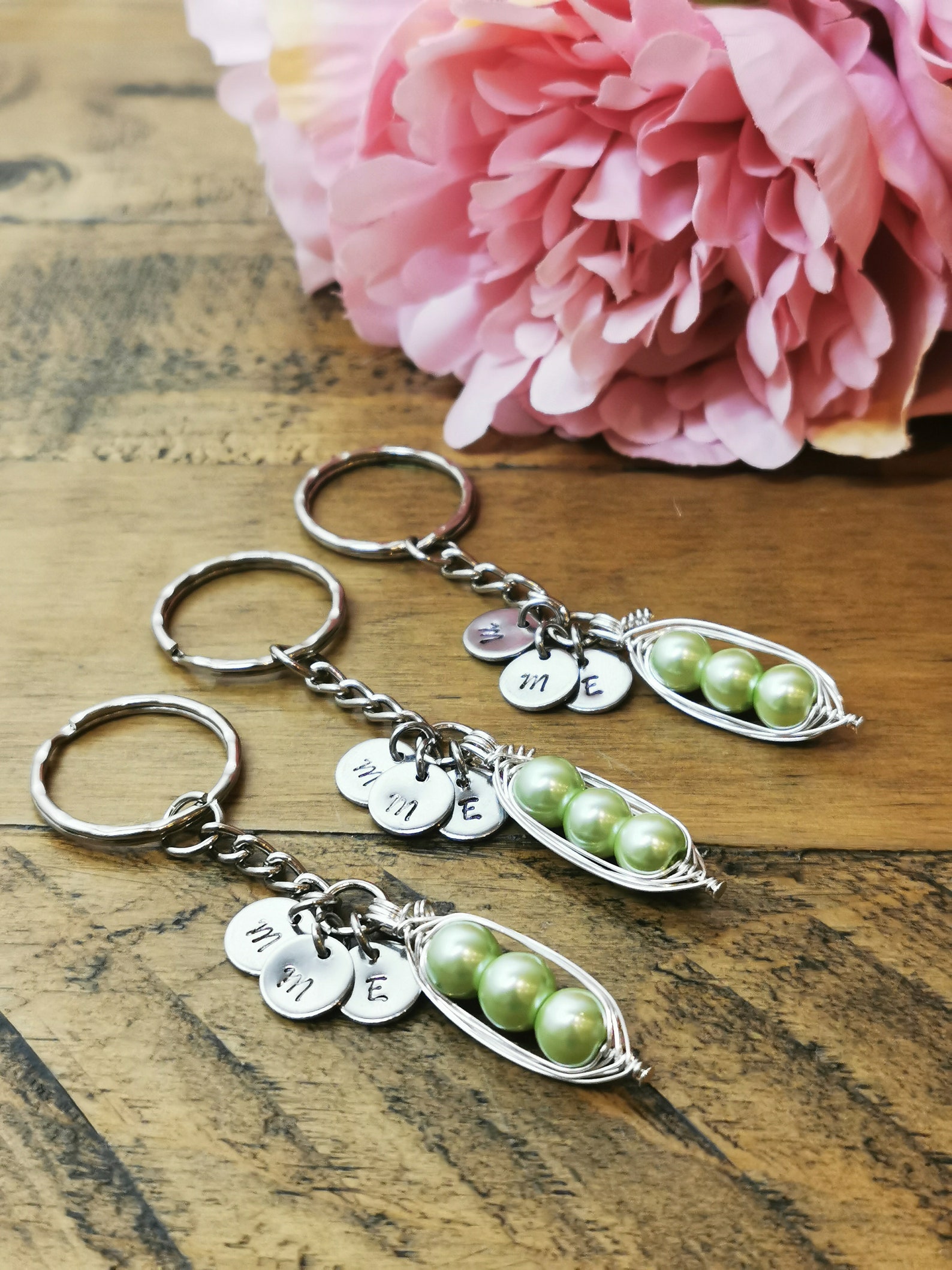Pea pod keyring Mum gift Two peas in a pod Key chain Best Etsy