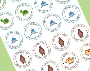 BULK rabatt Gut gemachte Aufkleber, Merit-Aufkleber, personalisierte Lehreraufkleber, Tieraufkleber, Lehreraufkleber, personalisierte Aufkleber