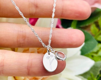 April birthday flower necklace, Daisy floral necklace, sterling silver flower pendant, April birthday bff necklace, Aries birthday, daisy