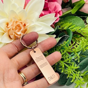 Husband anniversary gift, 7 year anniversary gift, couple anniversary key ring, husband and wife, copper wedding anniversary, tally keyring