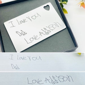 Personalisierte Papa Geschenk Handschrift Brieftasche Einsatz, Zeichnung Handschrift des Kindes, Brieftasche Einsatz Geschenk für Opa, Mamas Unterschrift, Papas Unterschrift