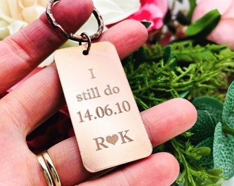 Hochzeit Datum Schlüsselanhänger Paar Geschenkidee Hochzeit Jahrestag Schlüsselanhänger spezielles Datum Schlüsselanhänger Mann und Frau Kupfer Jahrestag Geschenk Hochzeit