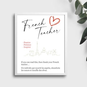 Französischlehrer-Dankeschön, digitaler Download, Lehrergeschenk, Französischlehrer-Dankeschön, Französischlehrerkarte, Französisch, weltbester Lehrer