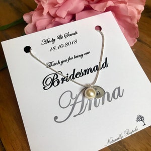 Bridesmaid Gift, Bridesmaid necklace, Bridesmaid Jewelry, Initial charm, Bridal Jewellery, Bridal necklace, Wedding gift, Wedding Jewelry