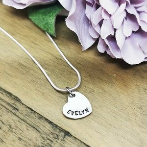 Childrens name necklace, Daughters necklace, Name necklace, Hand stamped necklace, Mothers Day necklace, Gift for mum, Family necklace