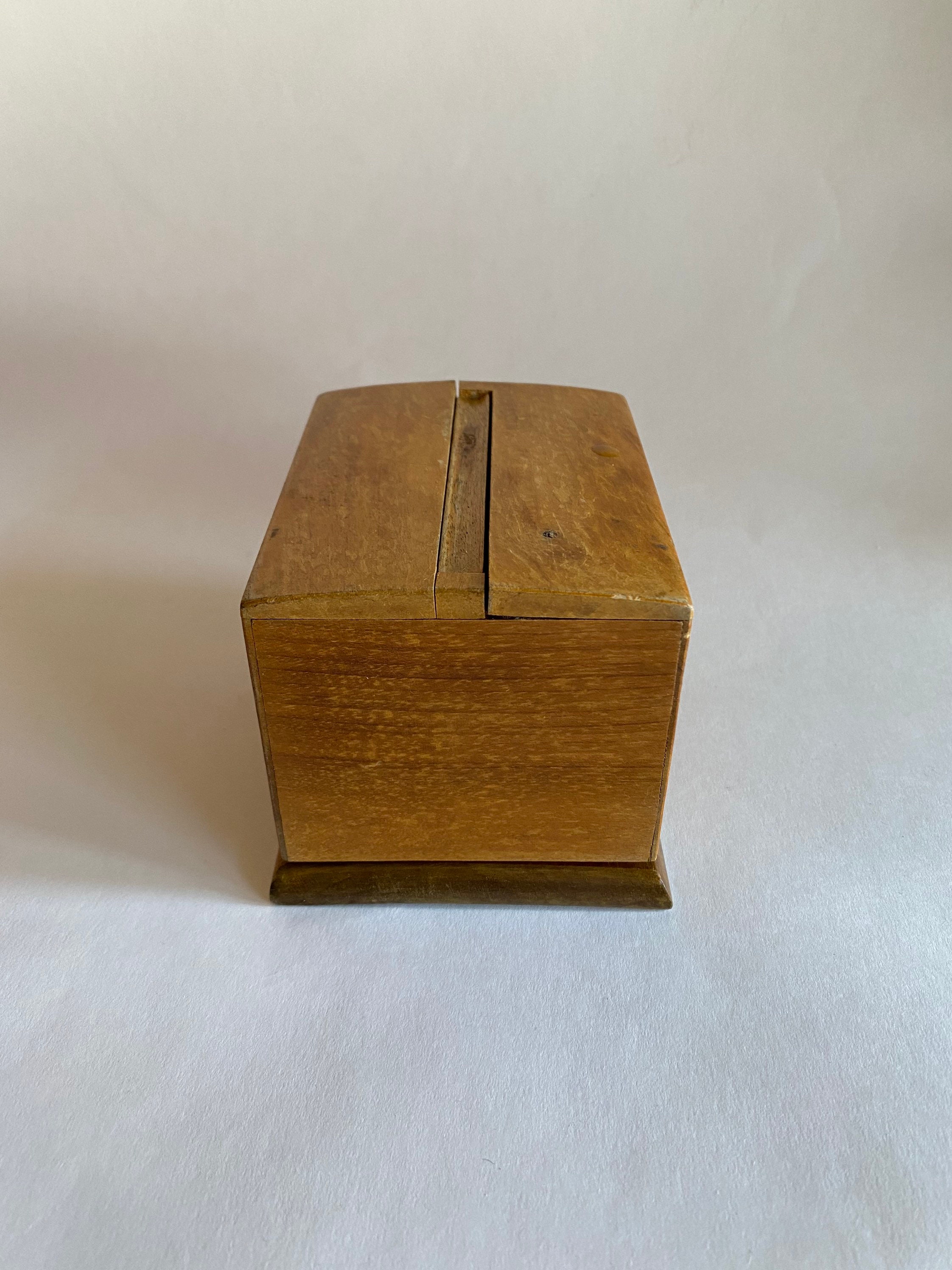 Art Deco Zigarettenspender Box, Zigarettenetui, Vintage Holz