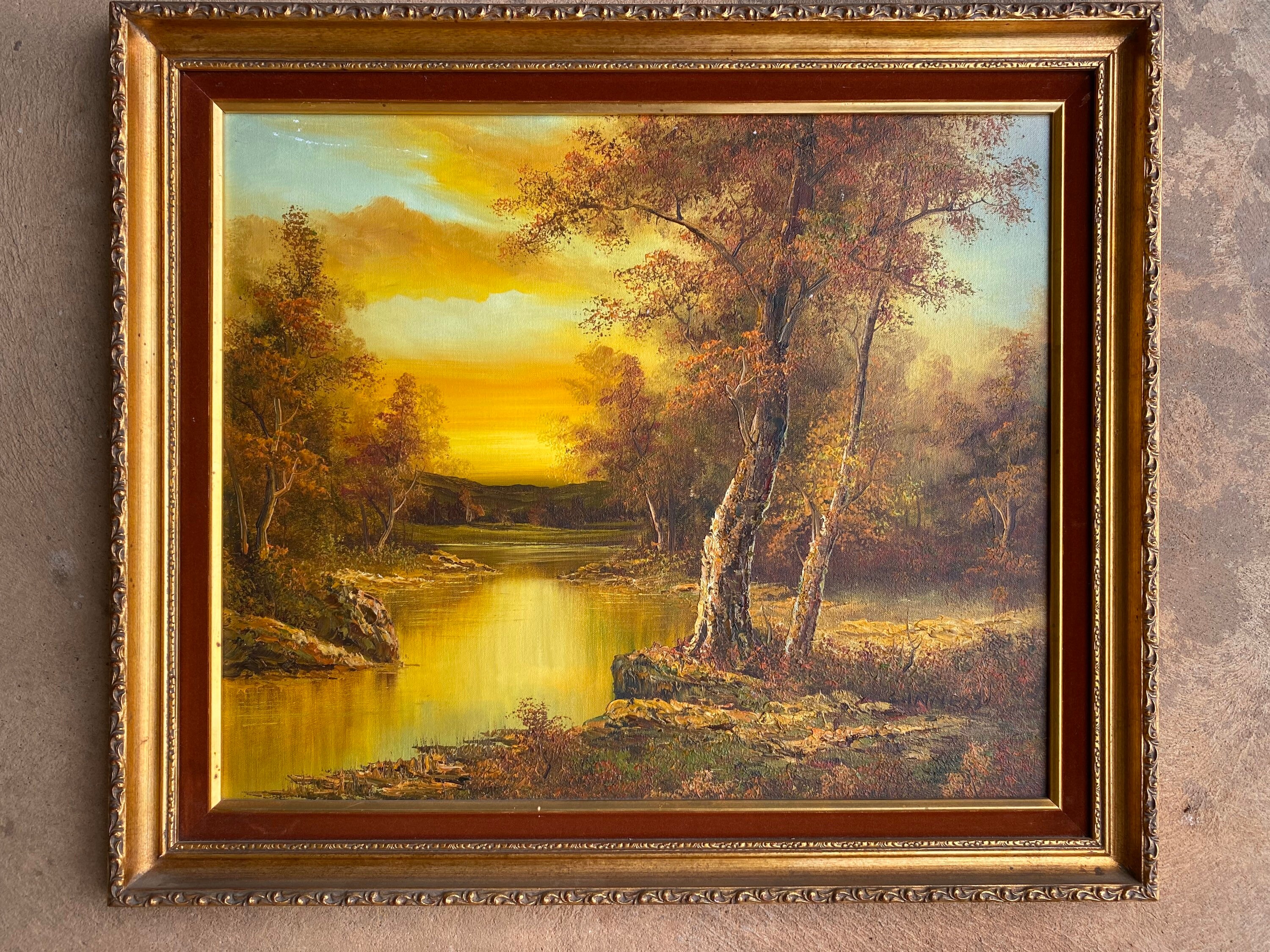 Vintage Landscape by C. Inness Original Oil Painting on Board | Etsy