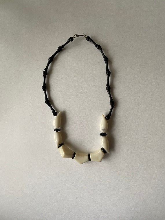 Vintage Emo Goth Necklace plastic black & white T… - image 8