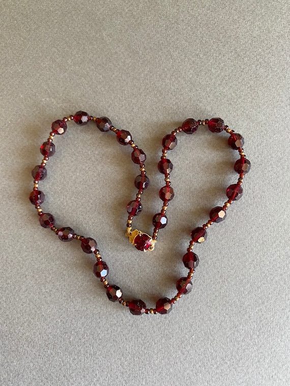 Vintage Glass Bead Multi-facet Necklace Retro Necklace 80s 90s Necklace