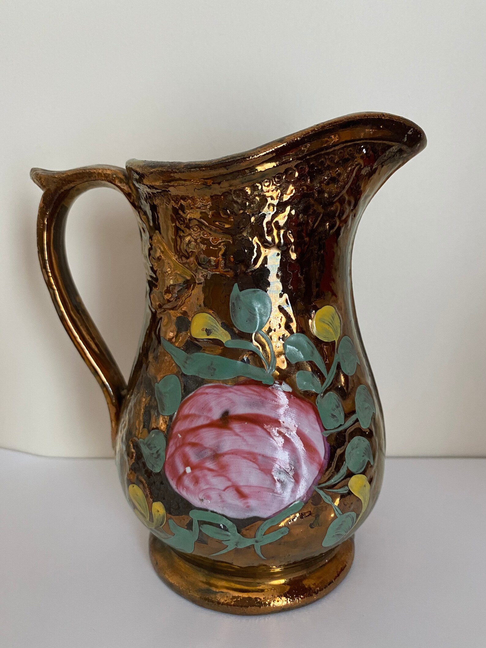 Antique Copper Lustre Pitcher Jug Creamer Hans Painted Etsy