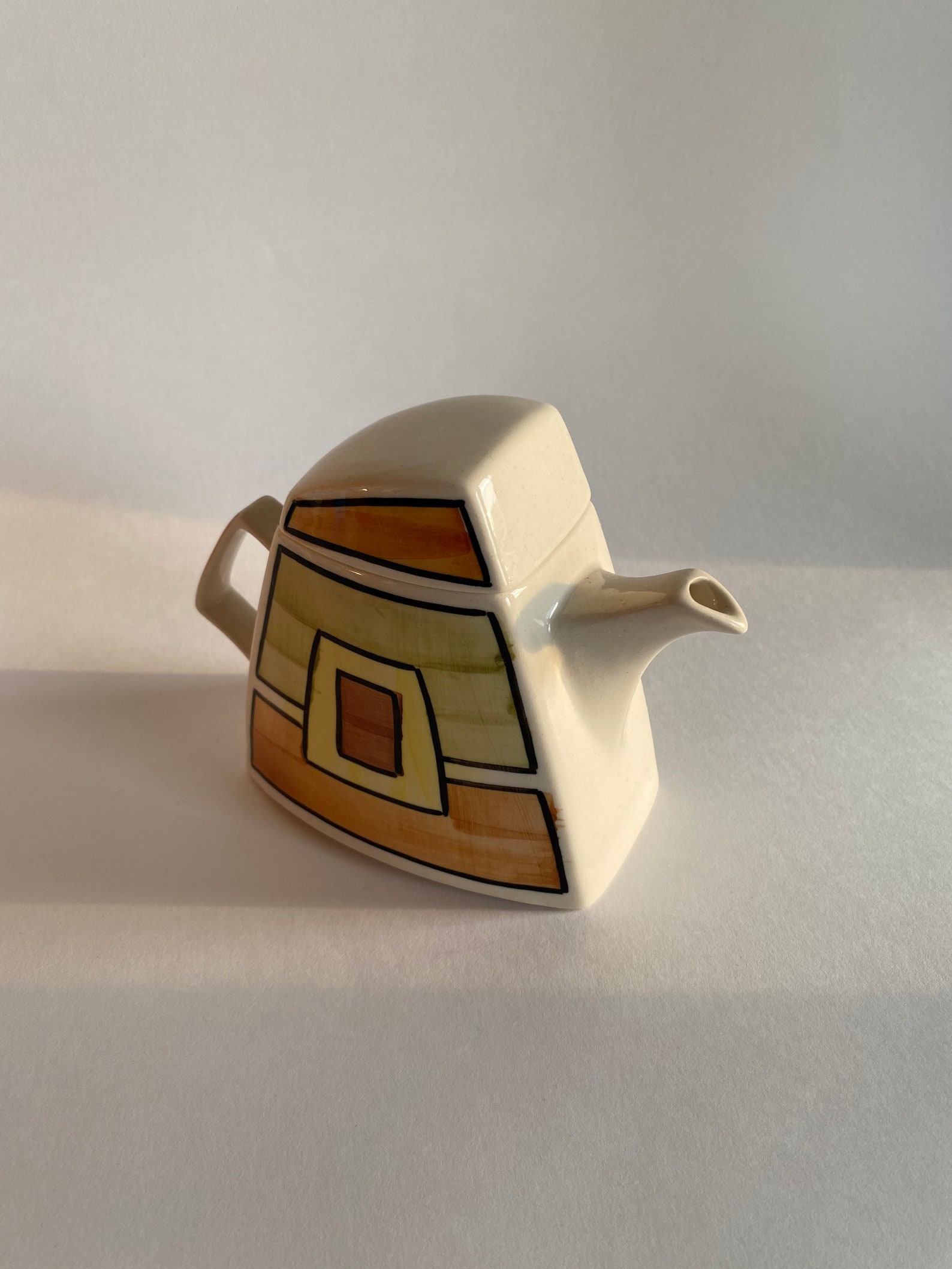 Art Deco Style Teapot, Vintage Geometric Hand Painted Teapot, Art Deco Kitchen Decor, Couple