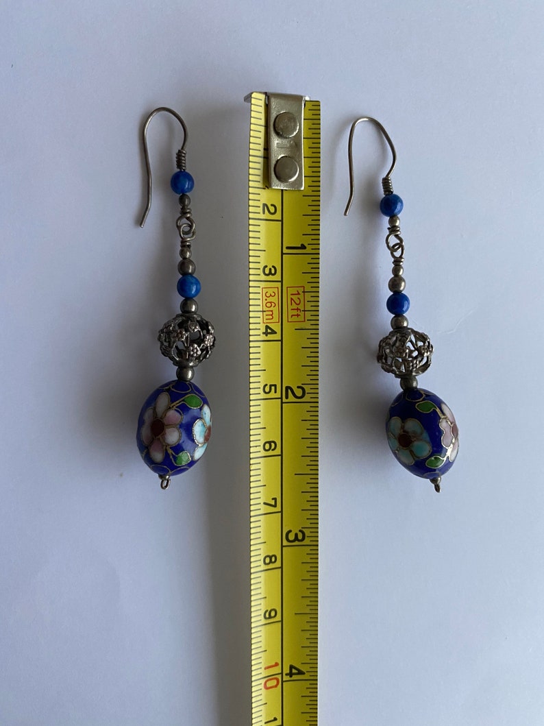 Jewellery Gift Rare Flapper Earrings Antique Chinese Cloisonn\u00e9 Dangle Earrings