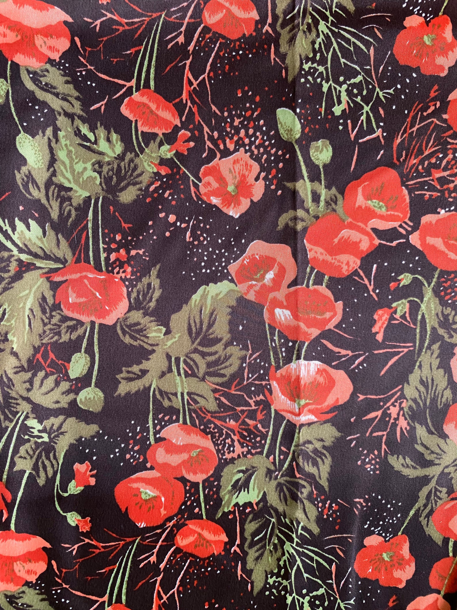 Vintage Poppy Fabric Mid Century Polyester Fabric Mod Etsy