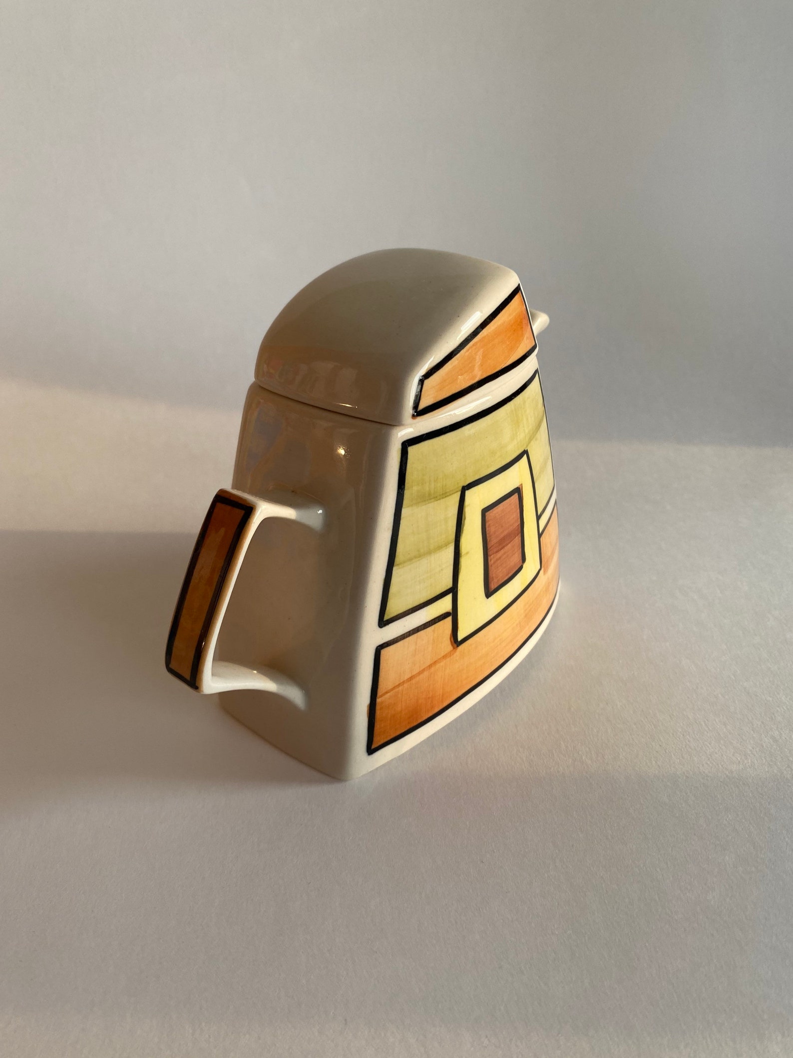 Art Deco Style Teapot, Vintage Geometric Hand Painted Teapot, Art Deco Kitchen Decor, Couple