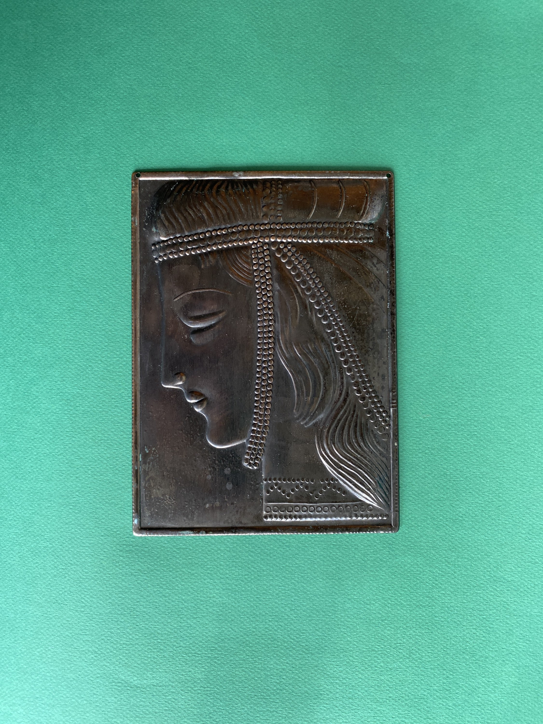 Vintage Metal Wall Art, 1970s Hammered Copper Repousse Plaque, Mid