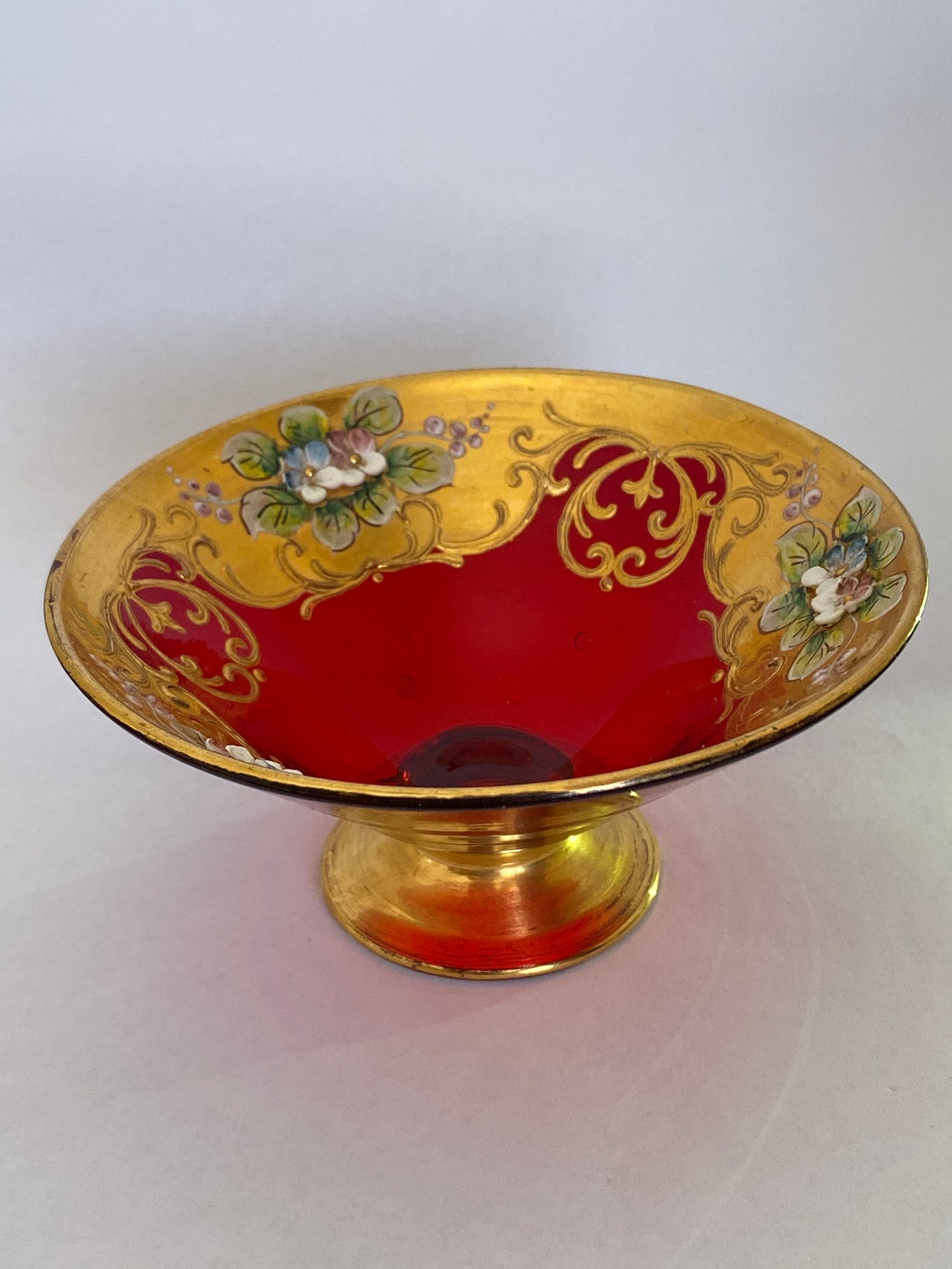 Antique Moser Bohemian Czech Hand Blown Ruby Red Glass Etsy