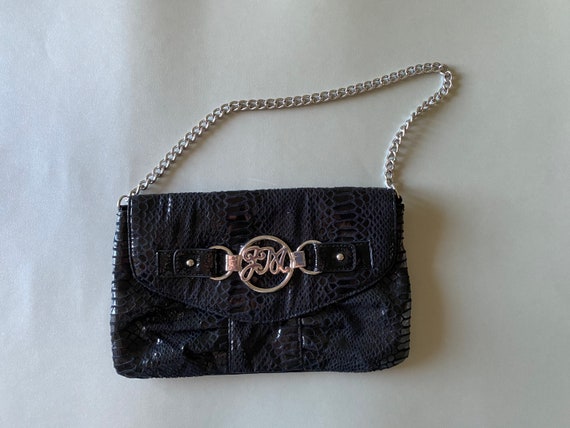 Y2K Black Baguette Bag on Chain 90s Designer Purse by Jullien 