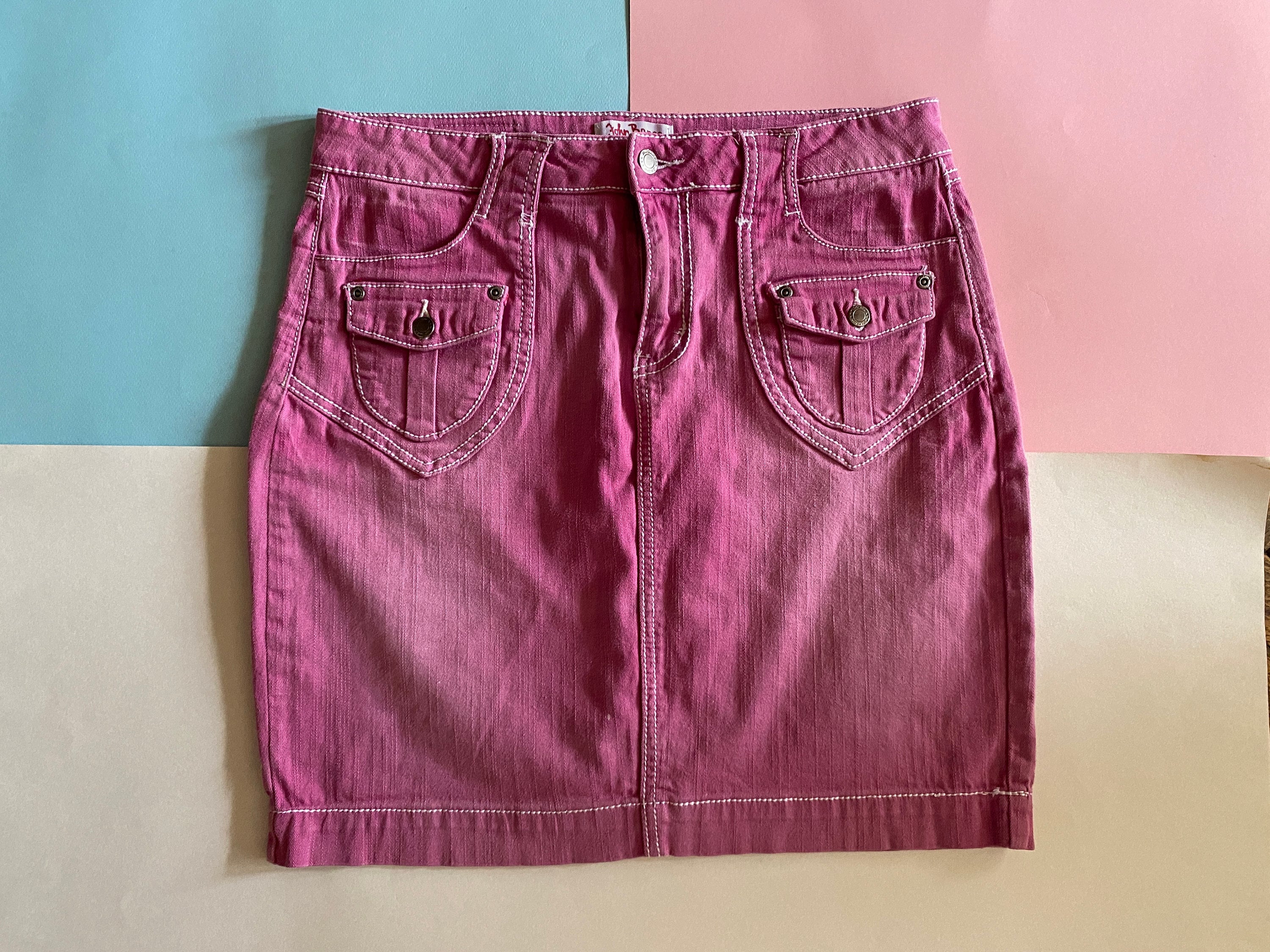 Pink jean 2025 skirt
