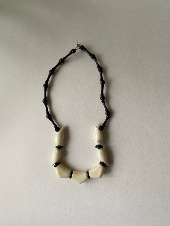 Vintage Emo Goth Necklace plastic black & white T… - image 6